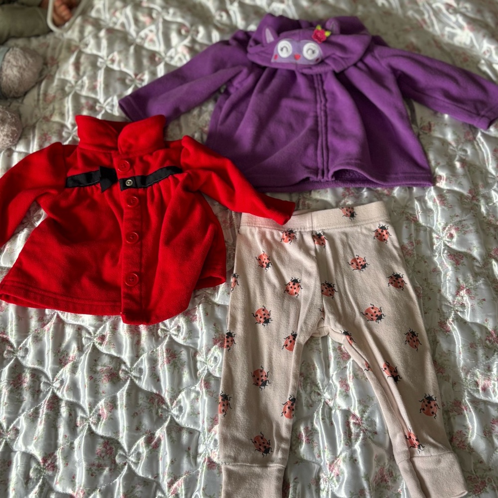Carter's Red and Purple Jackets with Cream Pants Set